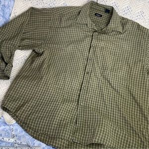 Vintage Shirt Van Heusen Long Sleeved Collared Button Down Plaid 2x Grunge Green